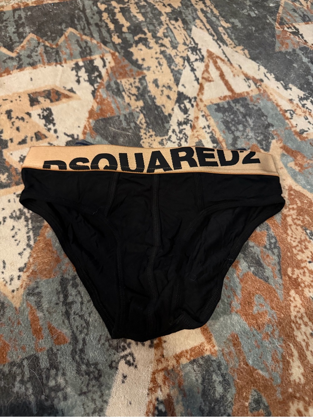 DSQUARED2 Black Briefs with Beige Branded Waistband